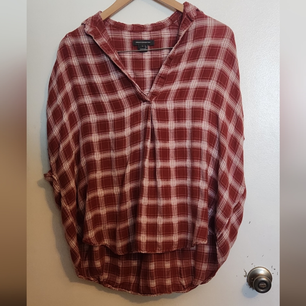 French Connection Burgundy Plaid Shirt - Picture 2 of 5